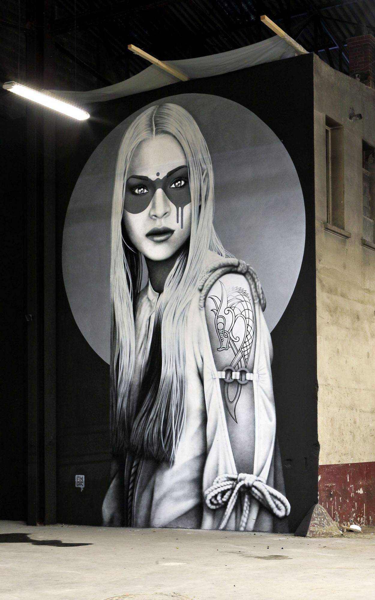 Finbarr Dac au festival international de graffiti street art "Peinture Fraîche festival" en 2019