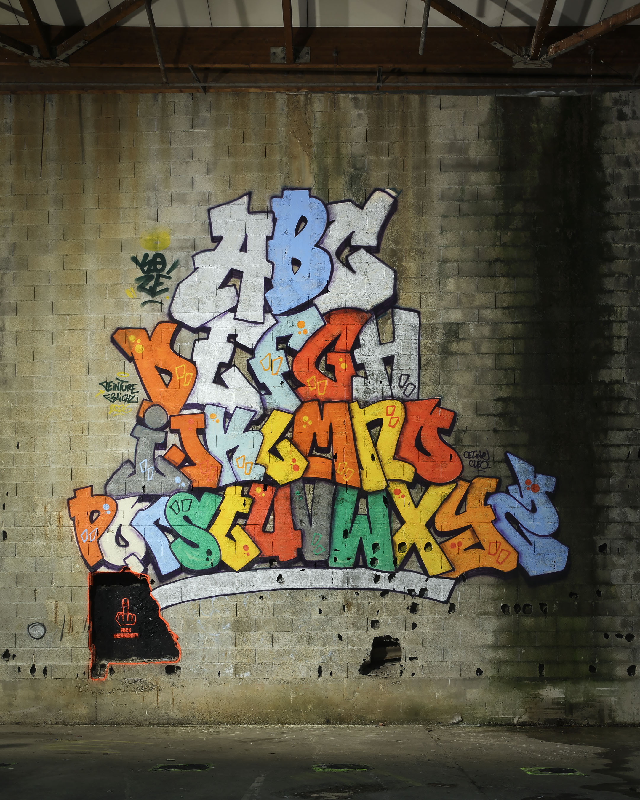 Abécédaire de Kazé Abécédaire du street artiste Kazé au Peinture Fraîche festival 2026 à Villeurbanne